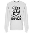 thumbnail image 1 of Graphic Cook Eat Repeat Sweatshirt Men -Image by Shutterstock, Male Small, 1 of 2