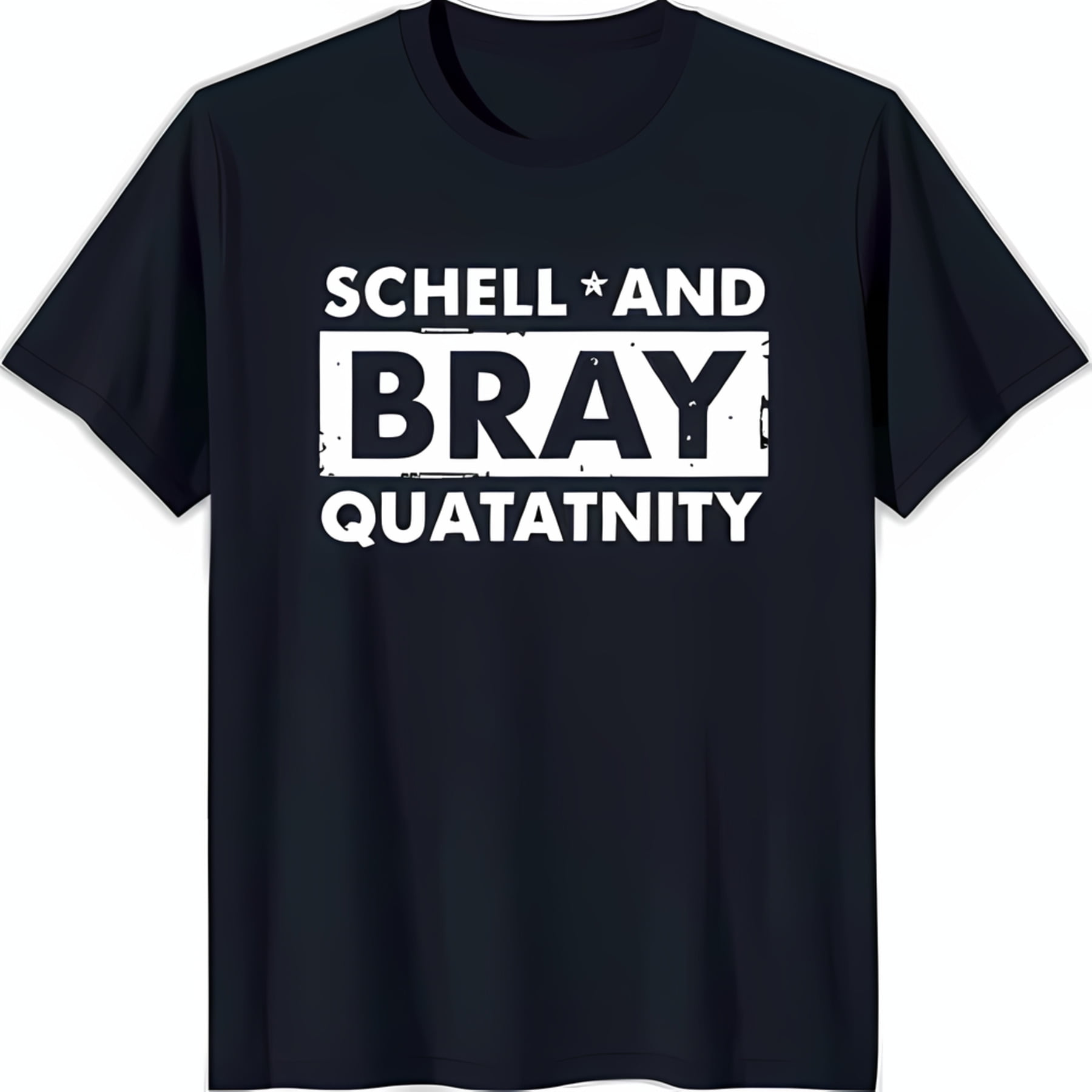 Graphic Dark Blue TShirt with Bold 'Schell And Quatatnity' Design