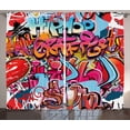 thumbnail image 1 of Ambesonne Graffiti Curtains 2 Panel Set, Hip Hop Street Art, 108" x 90", Multicolor, 1 of 3