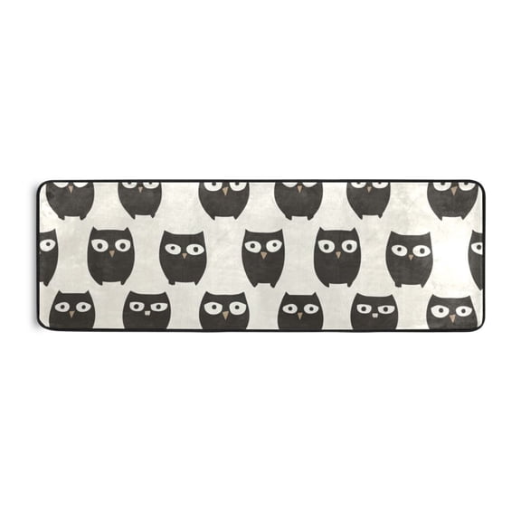 Graphic Design Cartoon Owl Runner Rug for Hallways Kitchen Non Slip 2'x 6' Washable Hall Carpet for Bedroom Entryway Laundry Room