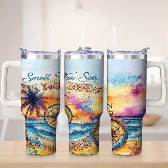 Graphic Design Stainless Steel Insulated Mug with Lid and Handle, 30oz