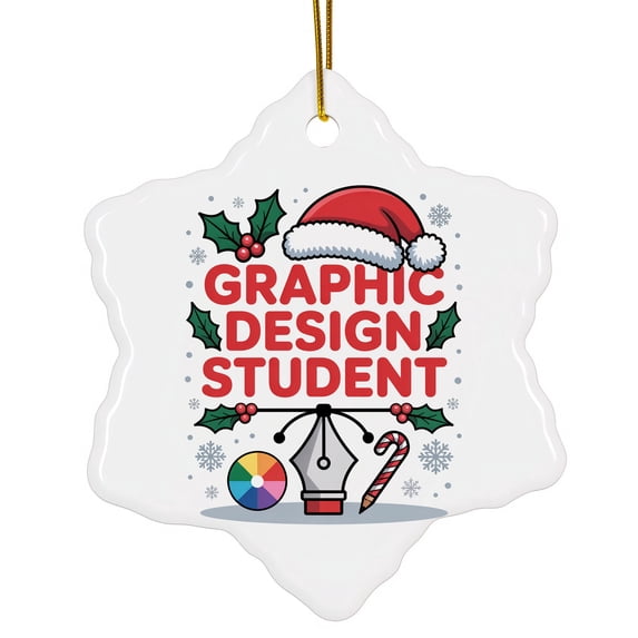 Graphic Design Student Ornament, Christmas Ornament 2025, Personalized Gift for Graphic Design Student Class Ceramic Snowflake Ornament Keepsake for Him or Her 211or26