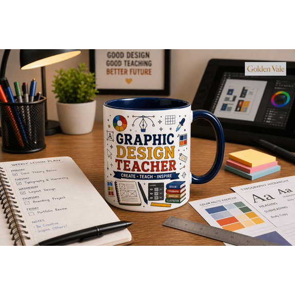 Graphic Design Teacher Mug, Creative Art Instructor Gift for Classroom Coffee