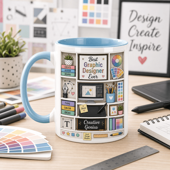 Graphic Designer Mug 3D Effect Creative Genius Designer Gift for Artists