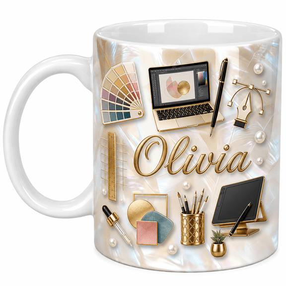 Graphic Designer Mug Personalized 3D Effect Coffee Cup Creative Gift for Designers