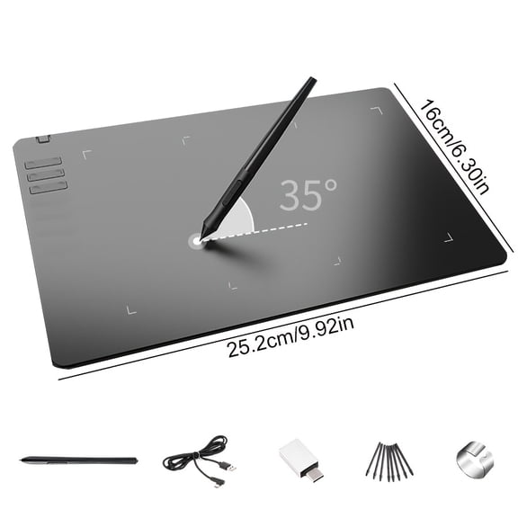 Graphic Drawing Tablet, Active Area 6.69 x 4.21 inch, Battery-Free, Compatible with Multiple OS