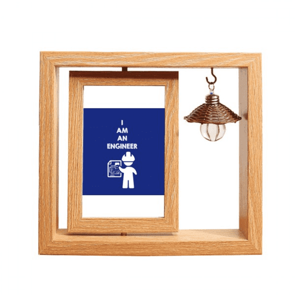 Graphic Engineer Helmet Position Wooden Rotating Picture Photo Frame 4x6