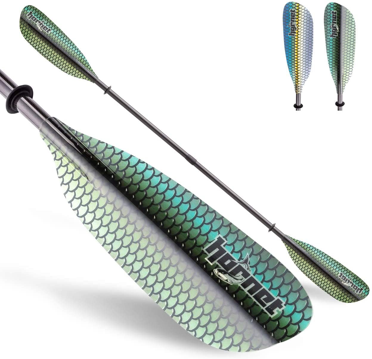 Graphic Fiberglass Multi Functional Kayak Paddle (Green Scale Design)