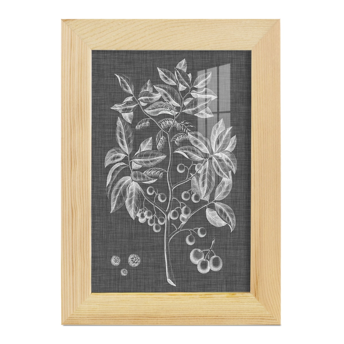 Graphic Foliage VI - Framed Print w/glass - Natural Wood