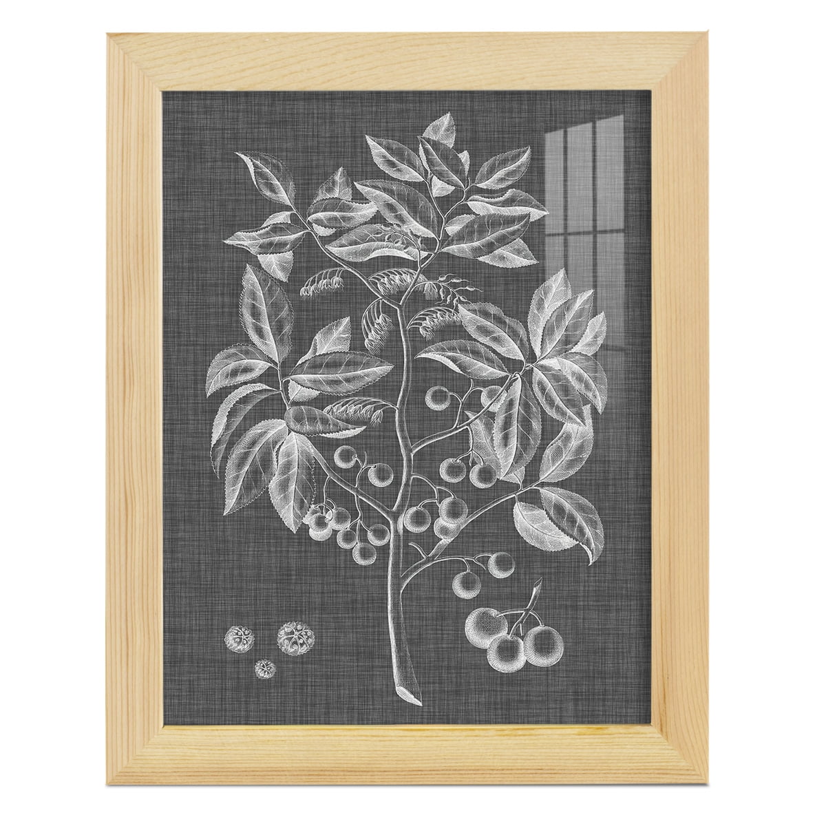 Graphic Foliage VI - Framed Print w/glass - Natural Wood