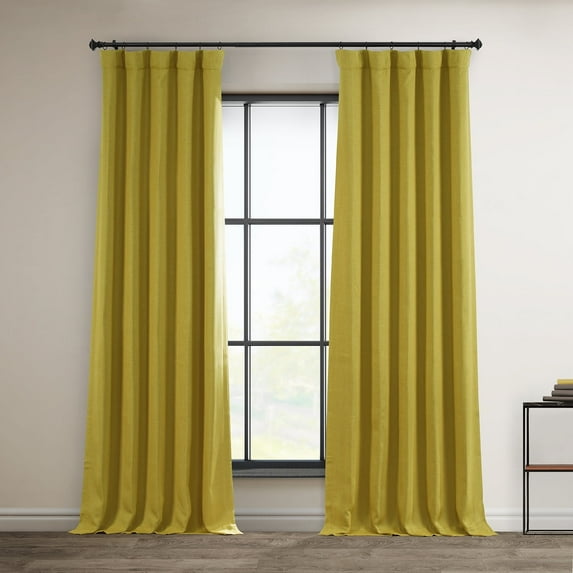 HPD Half Price Drapes Graphic Gold Faux Linen Room Darkening Curtains for Bedroom & Living Room Curtains (1 Panel), Door & Window Curtains 120 inches long, Rod Pocket Curtain, 50W X 120L