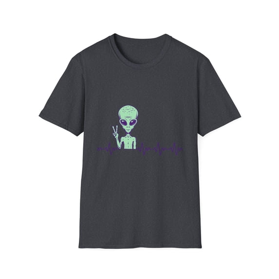 Graphic Heartbeat UFO Fan OVNI Extraterrestrial Women Men Novelty UFO Husband Heartbeats Dad Mom OVNI Cute Unisex Softstyle T-Shirt