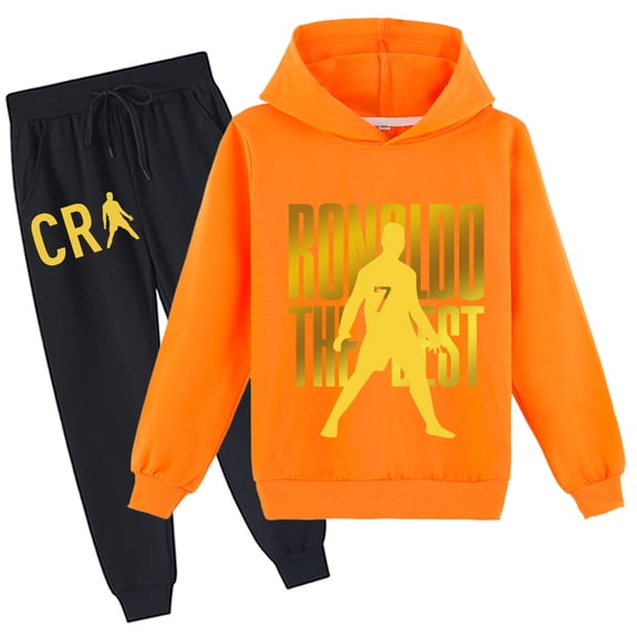 Graphic Hoodie Set Cristiano Ronaldo Pullover & Sweatpants fits school wear and daily looks