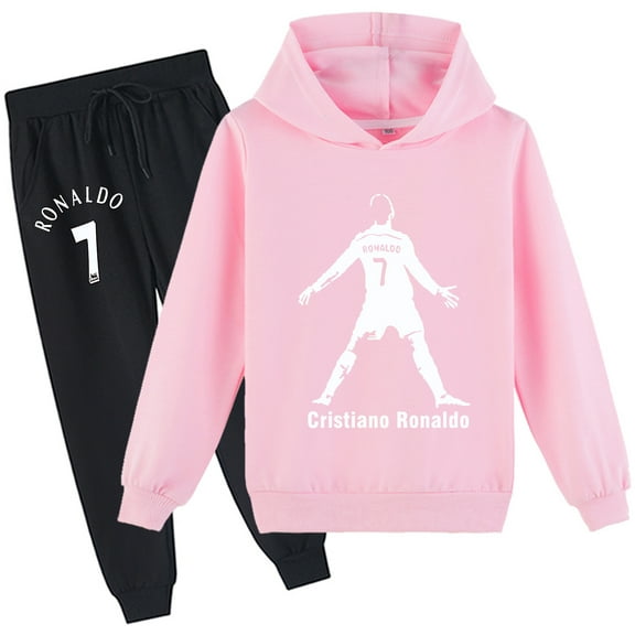Graphic Hoodie Set Cristiano Ronaldo Pullover & Sweatpants works for campus and daily use