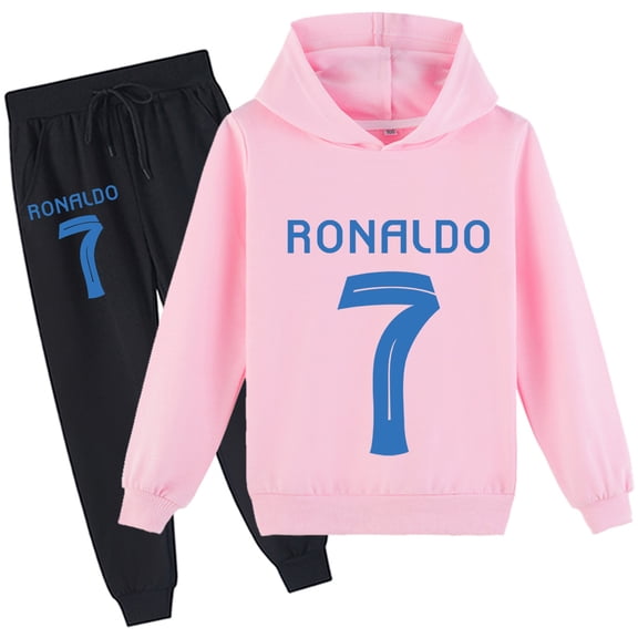 Graphic Hoodie Set Cristiano Ronaldo Pullover & Sweatpants works for casual and school days