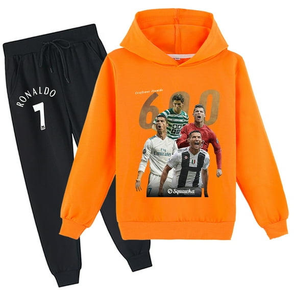Graphic Hoodie Set Cristiano Ronaldo Sweatshirt Pants with prints works for students at school