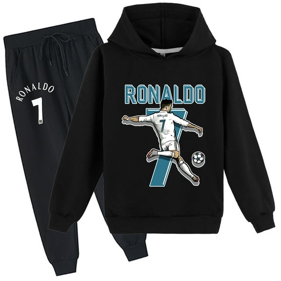 Graphic Hoodie Set Cristiano Ronaldo Sweatshirt Pants with prints works for students at school
