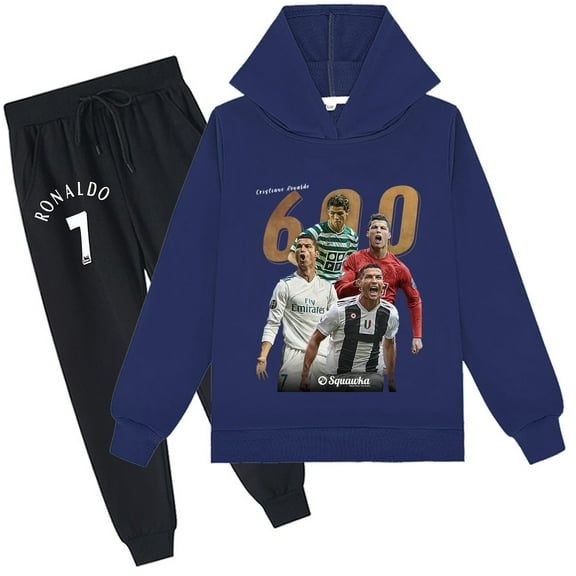 Graphic Hoodie Set Cristiano Ronaldo Sweatshirt Pants with prints works for students at school