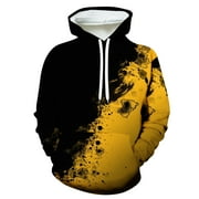 AKOEE Graphic Hoodie for Men Stylish Casual, Christmas Unisex Hoodies 3D Print Pullover Hooded Sweatshirt with Big Pocket (X-Large, Yellow 01)