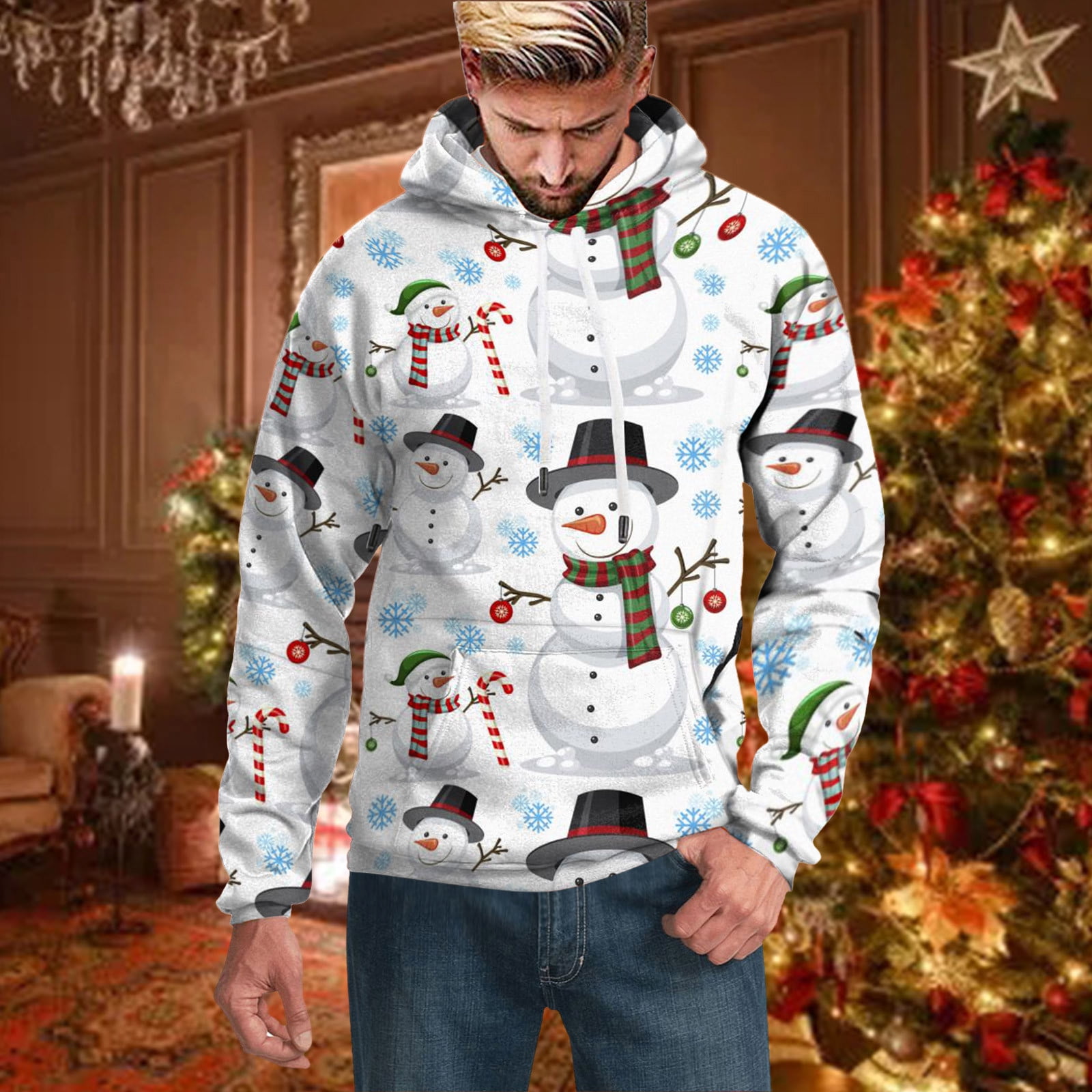 Graphic Hoodies For Men Men's Autumn Winter Printed Long Sleeve Tether