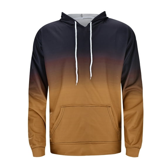 Graphic Hoodies For Men Sweatshirts Men'S Fashion & Leisure Gradient Color Long Sleeve Hooded Neck Regular Sleeves Fall Sleeved Hoodie Sweatshirt Tops Outdoor Shirt Yellow