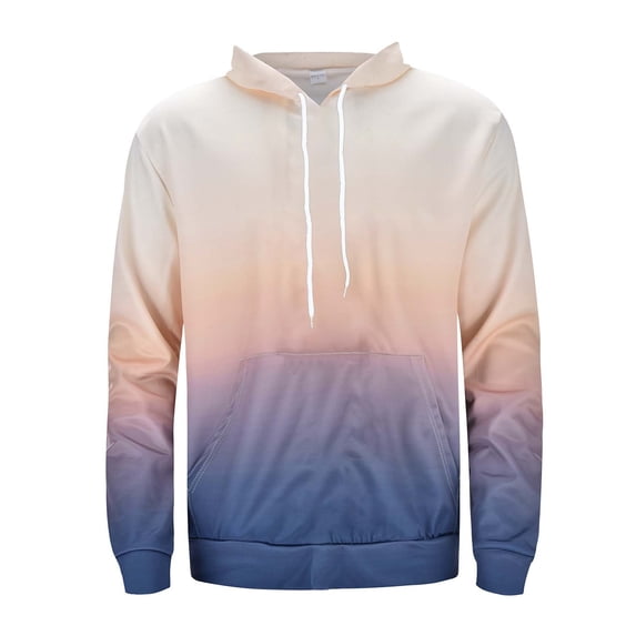 Graphic Hoodies For Men Sweatshirts Men'S Fashion & Leisure Gradient Color Long Sleeve Hooded Neck Regular Sleeves Fall Sleeved Hoodie Sweatshirt Tops Outdoor Shirt Blue