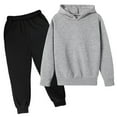 thumbnail image 1 of Graphic Hoodies Girls Fall Clothes Travel Outfits For Kids 2 Piece Sets Boys Girls Tracksuit Letter Printed Hooded Sweatshirt And Y2K Sweatpants Set Sweatsuits For Teen Toddler 3-14Y #06 Grey,7-8Y, 1 of 3