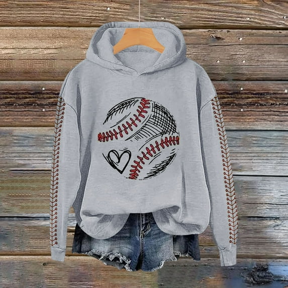 Graphic Hoodies Striped Camo Sweatshirt Sweater Women Women's Letterprinted Baseball Long Sleeved Hoodie Gray XL