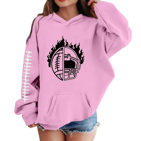 Graphic Hoodies Teen Girls Boys Cute Long Sleeve Oversized Sweatshirts Pullover Hooded Loose Preppy Clothes Crewneck Tops - Pink,13-14Years