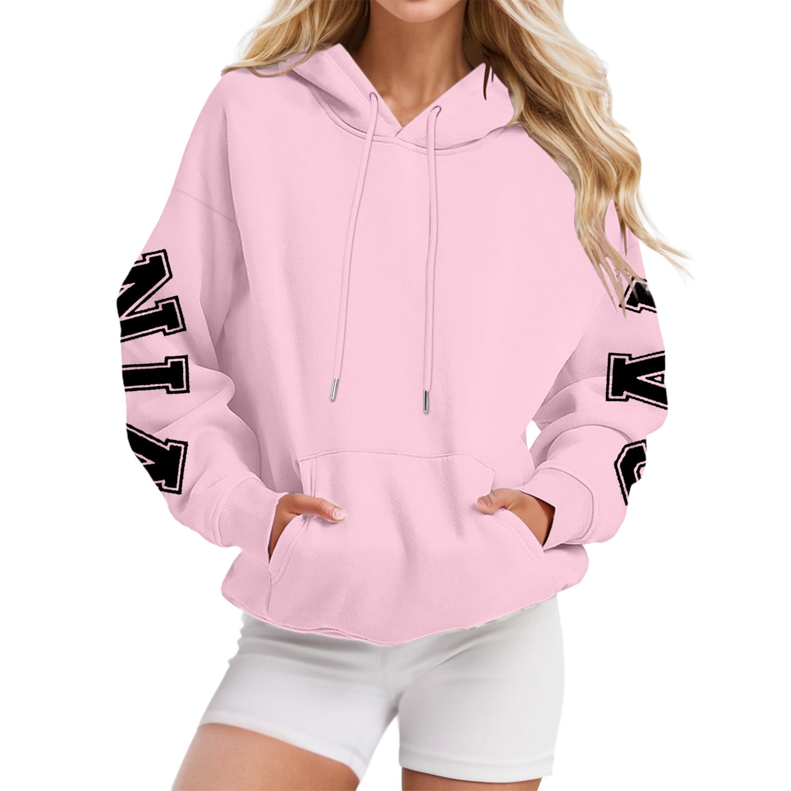 Graphic Hoodies Women Clearance Flattering Soft Hoodies Oversized Comfy Athletic Sweatshirt Essentials Basic Long Sleeve Sweater Workout Trendy Essentials Hoodie Grey XL Walmart