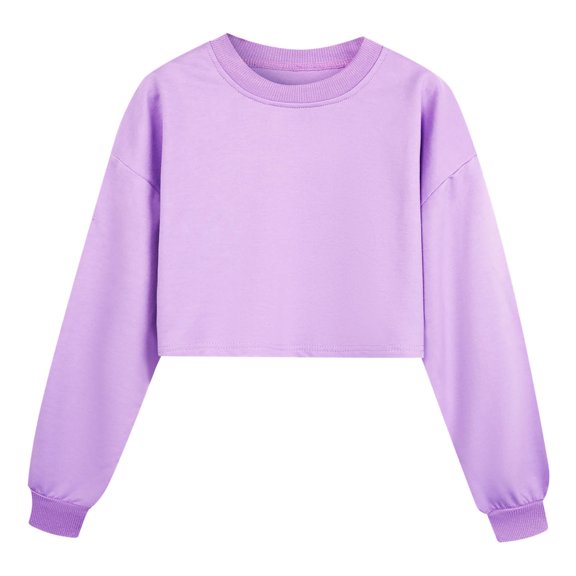 Graphic Hoodies for Girls 10-12 Letter Sweatshirts for Teen Girls Trendy Cropped Sweatshirt Stretchy Tops for Girls 14-16 Purple, 120