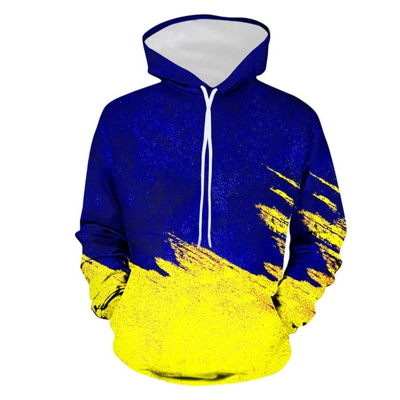 Graphic Hoodies for Men with Front Pocket 3D Printed Funny Hooded Pullover Sweatshirts Drawstring Sweater Tops (XL, Yellow 01)