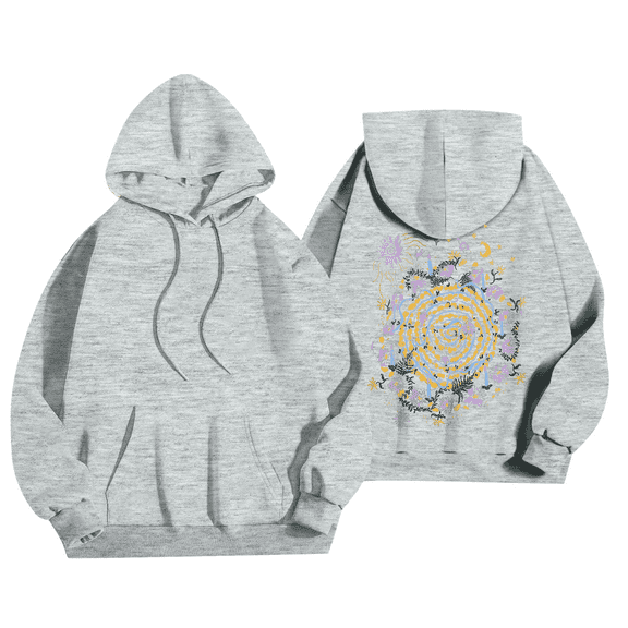 Graphic Hoodies for Women Cute Long Sleeve Preppy Aesthetic Sweatshirts Fall Oversized Pullover Hooded Tops with Pockets 02-Gray S