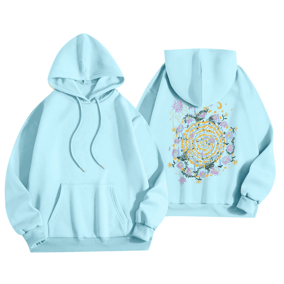 Graphic Hoodies for Women Cute Long Sleeve Preppy Aesthetic Sweatshirts Fall Oversized Pullover Hooded Tops with Pockets 05-Light Blue S