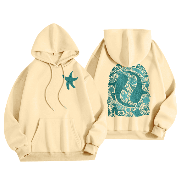 Graphic Hoodies for Women Cute Long Sleeve Preppy Aesthetic Sweatshirts Fall Oversized Pullover Hooded Tops with Pockets 07-Yellow L