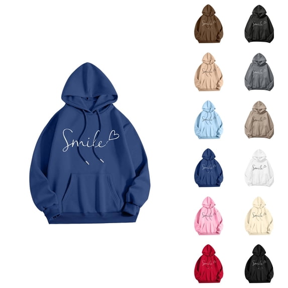Graphic Hoodies for Women Fall Winter Long Sleeve Positive Message Hooded Sweatshirt with Pockets Pullover Tops