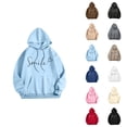 thumbnail image 1 of Graphic Hoodies for Women Fall Winter Long Sleeve Positive Message Hooded Sweatshirt with Pockets Pullover Tops, 1 of 5
