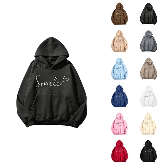 Graphic Hoodies for Women Fall Winter Long Sleeve Positive Message Hooded Sweatshirt with Pockets Pullover Tops