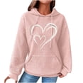 thumbnail image 1 of Graphic Hoodies for Women Fashion Waffle Heart Print Crewneck Sweatshirts Long Sleeve Fall Loose Casual Tops with Pocket(Pink L), 1 of 4