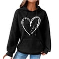 thumbnail image 1 of Graphic Hoodies for Women Fashion Waffle Heart Print Pullover Sweatshirts Long Sleeve Fall Loose Casual Tops with Pocket(Black XL), 1 of 4