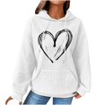 thumbnail image 1 of Graphic Hoodies for Women Fashion Waffle Heart Print Pullover Sweatshirts Long Sleeve Fall Loose Casual Tops with Pocket(White XXL), 1 of 4