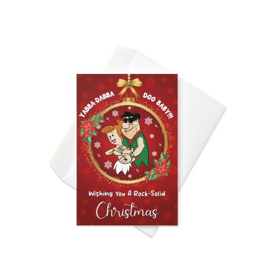 Graphic Jaw | Fred and Wilma Flintstone | Christmas Card | Envelopes Included | Toner-based Printing | Small - 4″ × 6″ (101 × 152 mm)