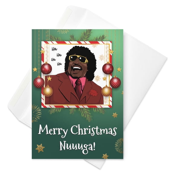 Graphic Jaw | Friday After Next | Pinky Merry Christmas Nuuga Christmas Card | Envelopes Included | Toner-based Printing | Green | Medium - 5″ × 7″ (127 × 178 mm)