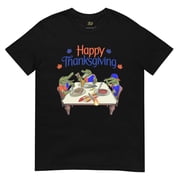 Graphic Jaw Gator Thanksgiving Feast T-shirt | Black, Large