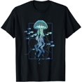thumbnail image 1 of Graphic Jellyfish and Fishes in Sea T-ShirtMen and women, White Black T-shirt, size: Extra large S-853XL, 1 of 4