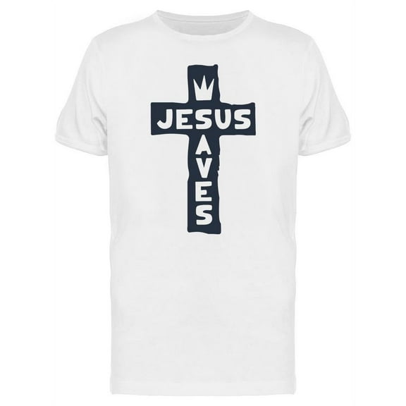 Graphic Jesus Saves Cross T-Shirt Men -Image by Shutterstock, Male Large