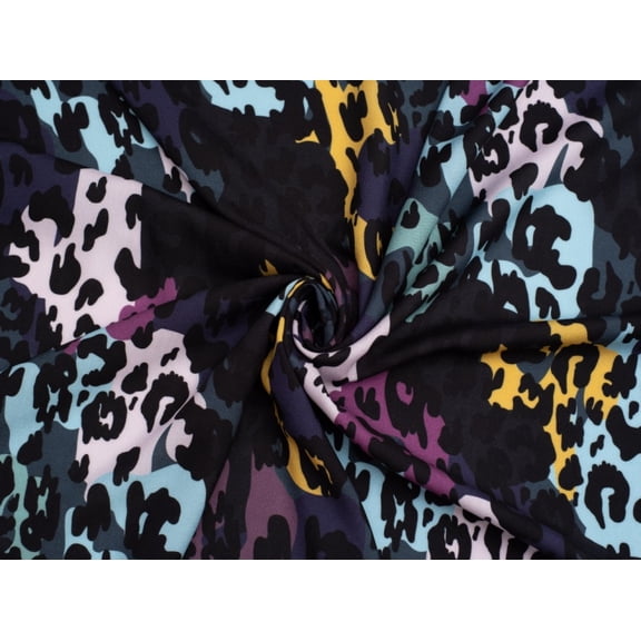 Graphic Leopard Viscose Challis Fabric Minerva Exclusive Multicoloured - per yard