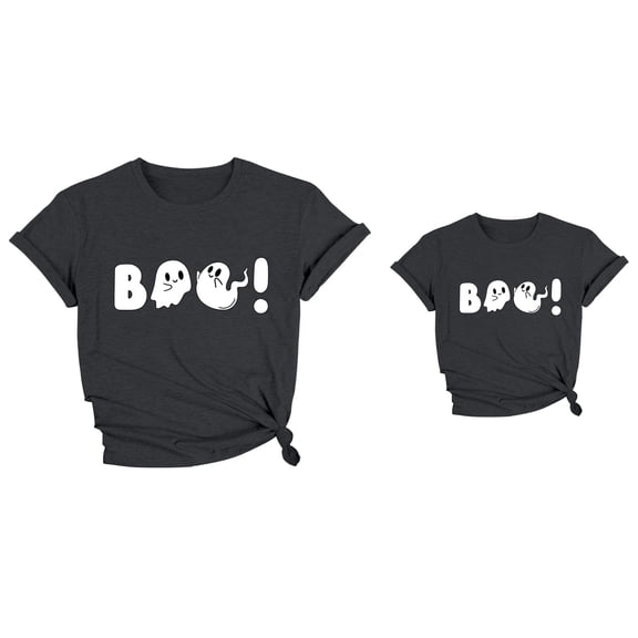 Graphic Letter Print T Shirt, Casual Loose Fit Short Sleeve Round Neck Top for Women, Bibbidi Bobbidi Boo Halloween Tee with Funny Letter Design, Everyday Comfort Wear