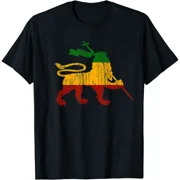 Graphic & Letter Print T-shirt Lion Of Judah T-Shirt Rastafari Rasta Reggae Jamaica Gift