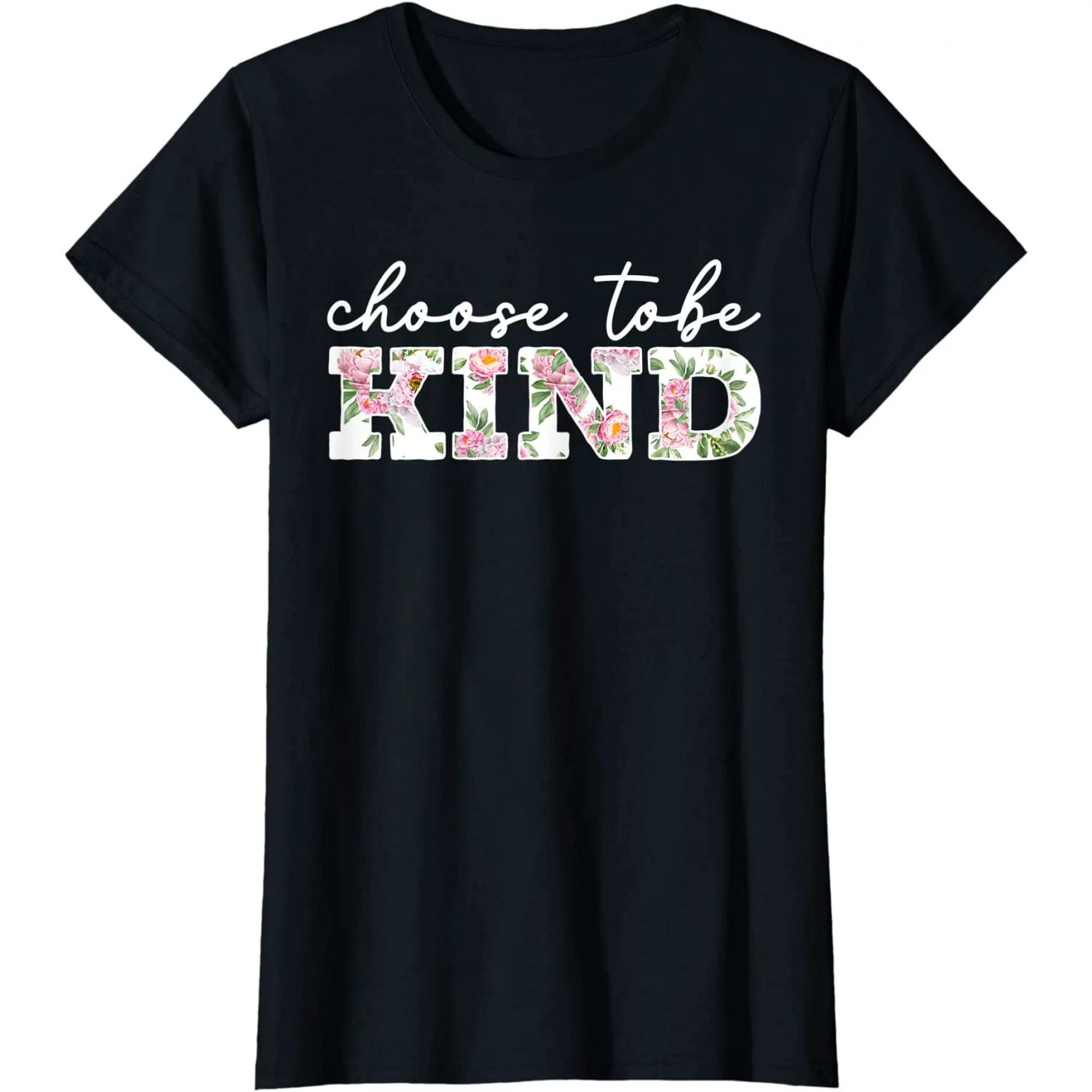 Graphic & Letter Print T-shirt Womens Choose To Be Kind Shirt ...